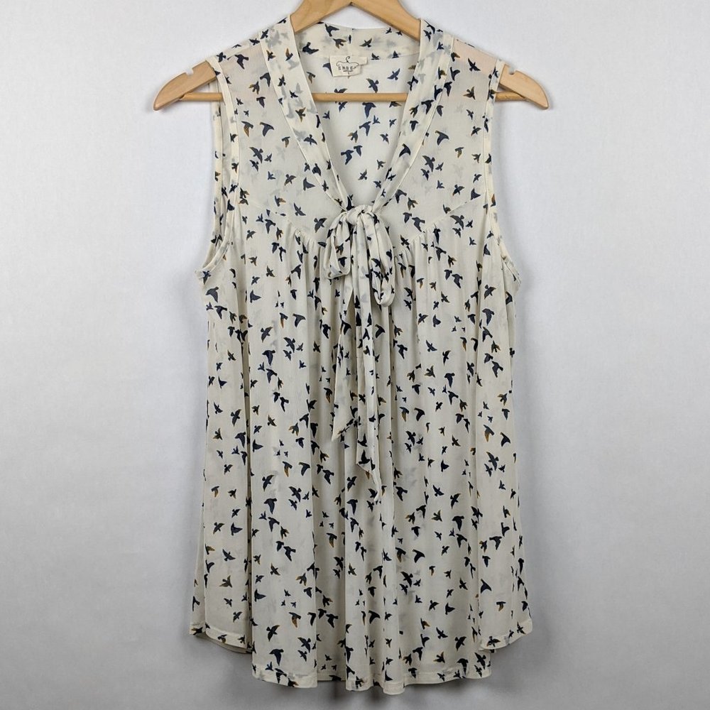 Ember Semi-Sheer Tank Bird Print L